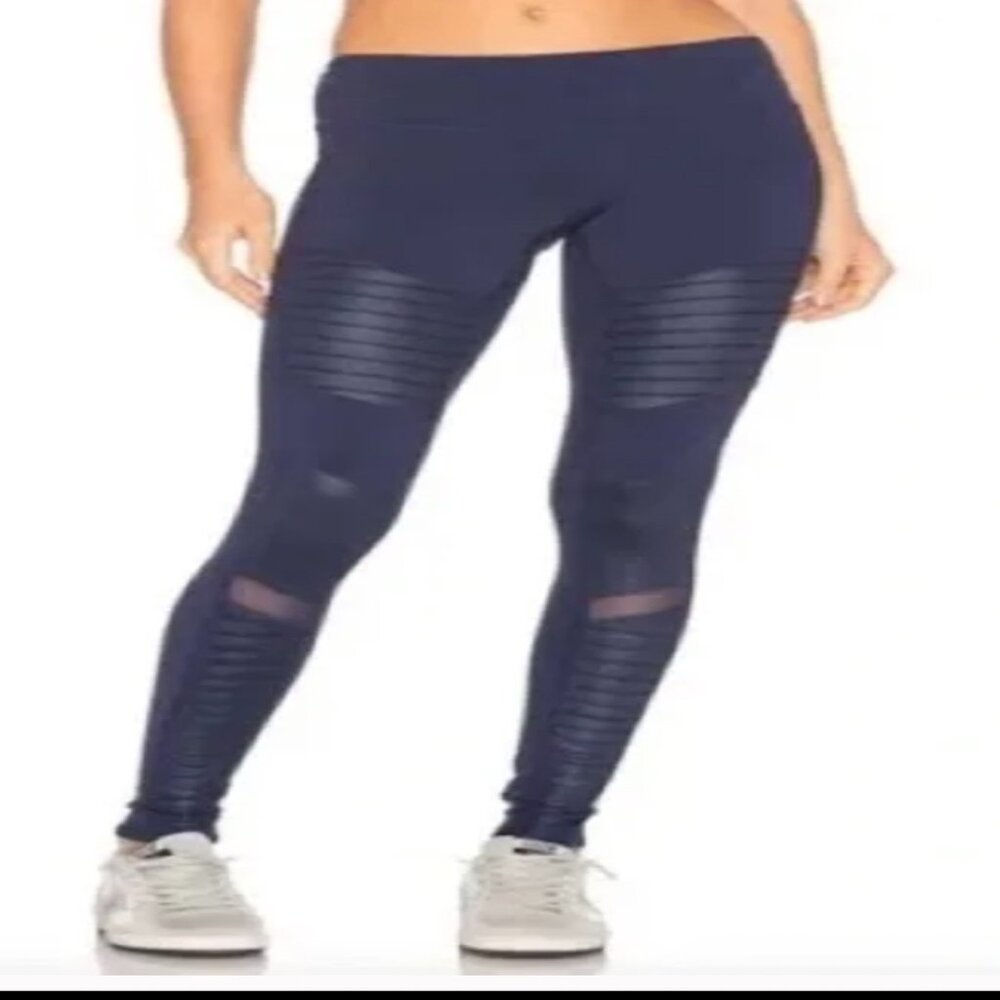 NAVY ALO MOTO LEGGING LIKE NEW M